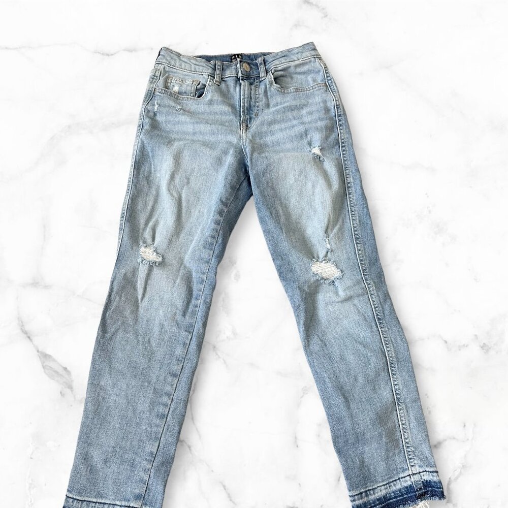 Gap Kid Jeans Girls Size 12 Blue Denim Stretch High Rise Pencil Slim Ankle Pants